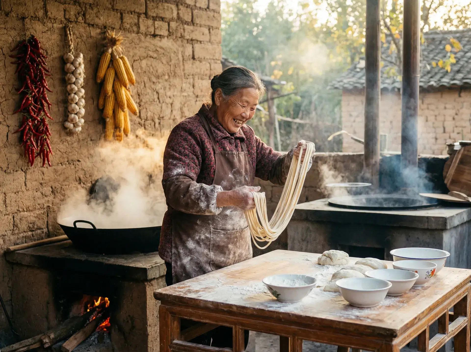 农家大嫂手擀面 - 一个人看的视频在线 乡村美食
